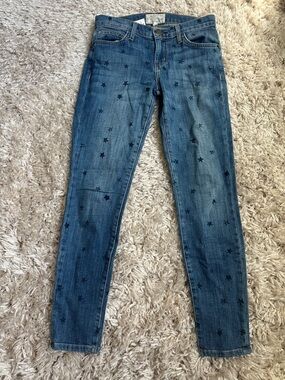Current/Elliott Indigo The Stiletto Jeans with Navy Star Print NWT